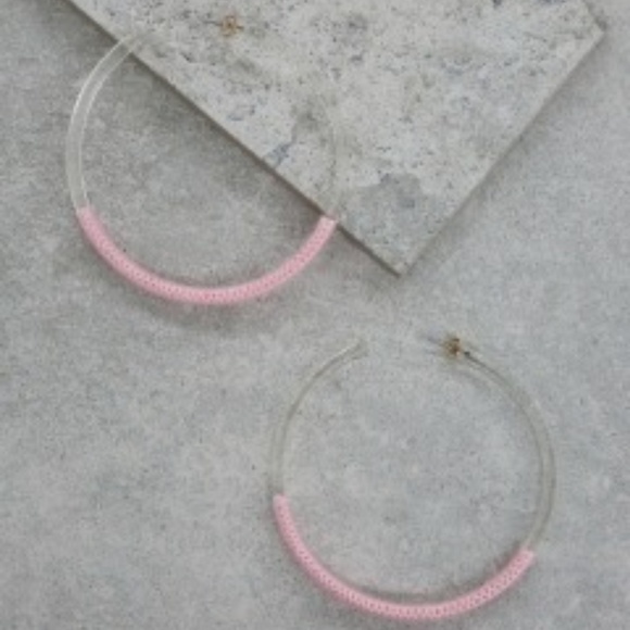 Jewelry - lucite hoop earrings with Pink Accent Jewelry - lucite hoop earrings with Pink Accent